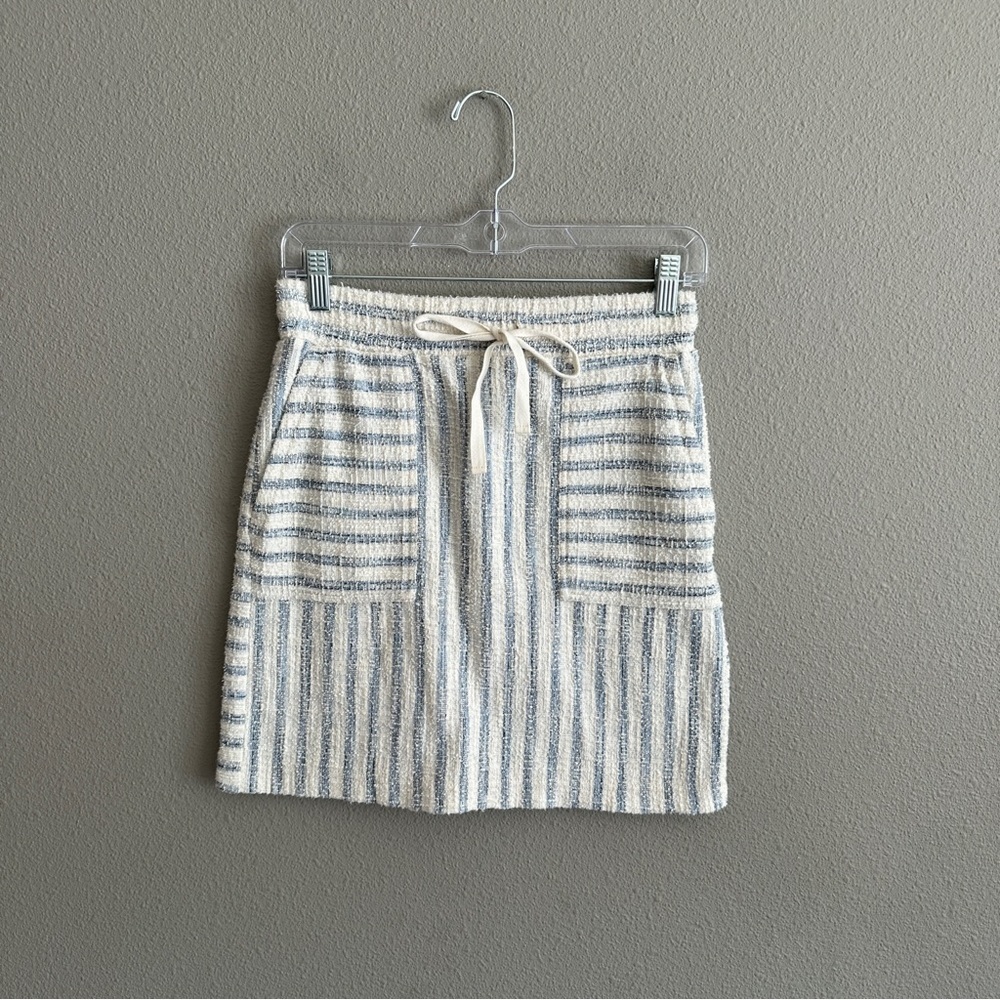 Lou & Grey Striped Knit Skirt in Blue and White XS